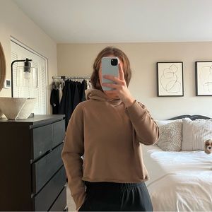 Zara Beige Cropped Hoodie